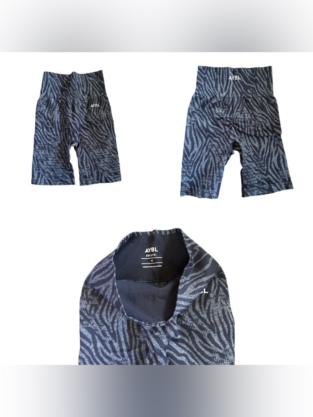 AYBL Black Zebra-Print High-Waist Bike Shorts